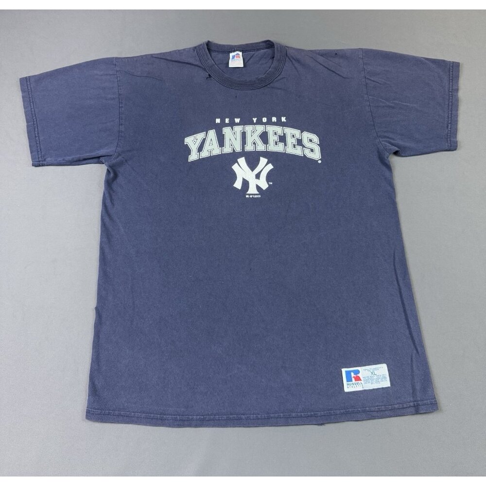 Vintage Y2K New York Yankees Baseball MLB Russell Athletic Youth XL Fade Tee